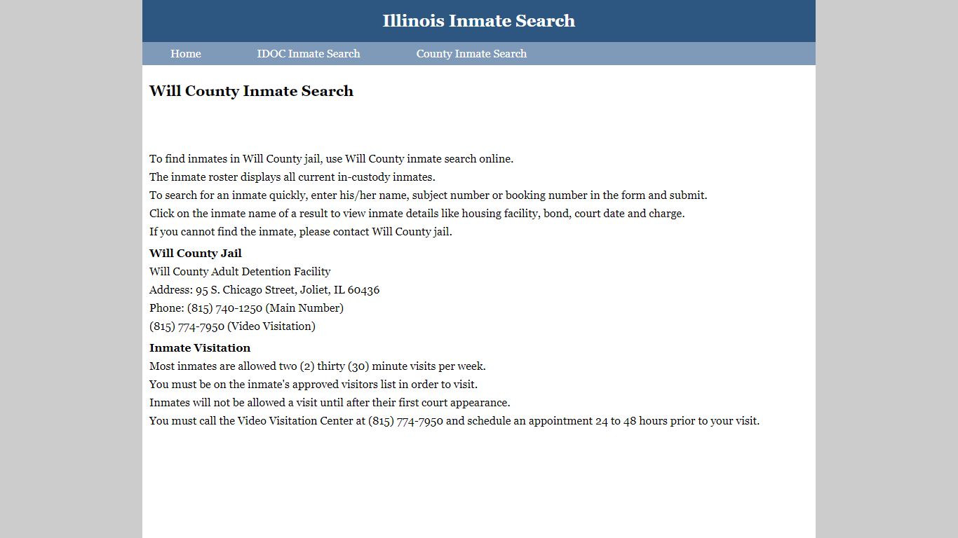 Will County Inmate Search